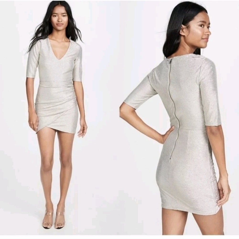Alice + Olivia Judy dress with metallic V-Neck Mini Dress 0 New without tags. - Picture 8 of 16